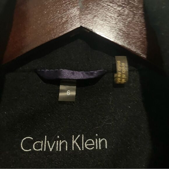 Calvin Klein Black Winter Wool Blend Coat with Removable Hood Women's Size 6 - Picture 6 of 16